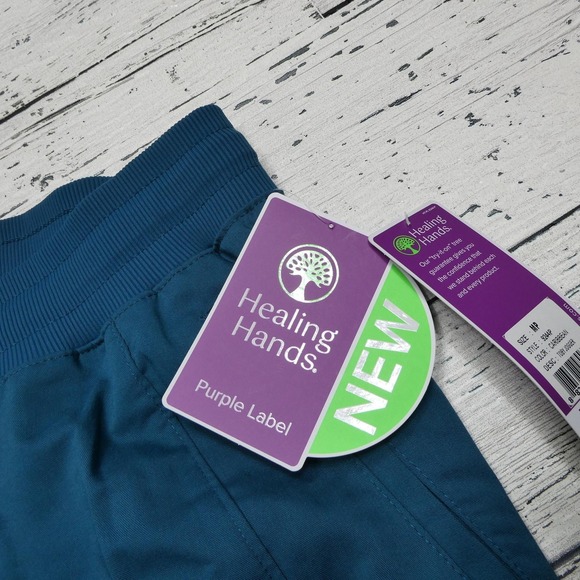Healing‎ Hands Pants Womens Medium Petite Caribbean Purple Toby Jogger Scrub - Picture 3 of 14